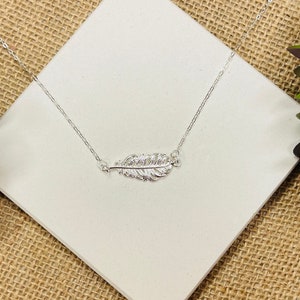 Dainty Sterling Silver Feather Necklace: Boho Layering Jewelry