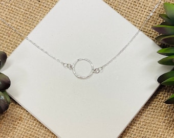 Sterling Silver Necklace, Open Circle Choker, Dainty Chain necklace, Simple Layering Necklace, Handmade Gift for Her, Stackable Jewelry