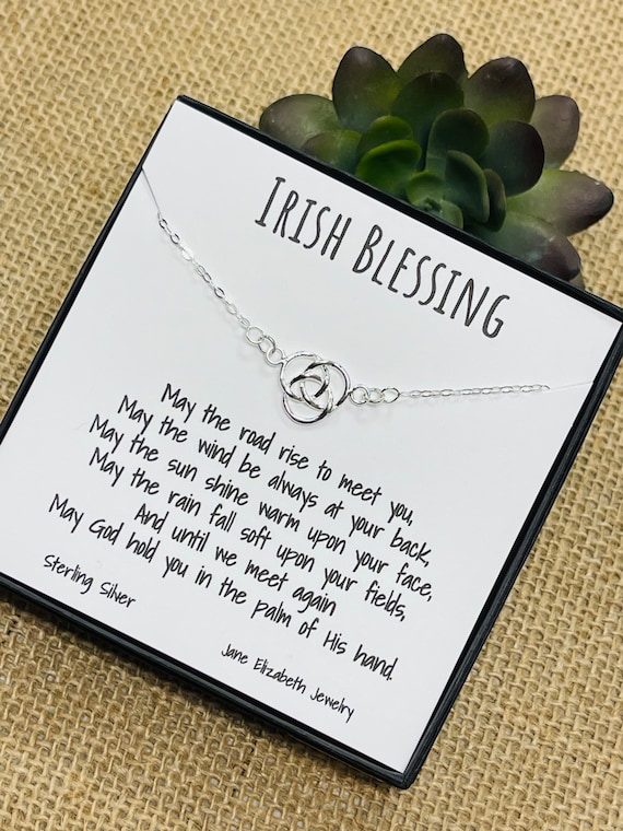 Irish Blessing Necklace, Celtic Knot Necklace, Sterling Silver Chain, Affirmation Jewelry, Encouraging Gift for Her, Gift for Irish Woman