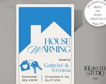 House Warming Invitation Digital Self Editable Housewarming Invite Template, Instant Download, Modern, Minimalist, Printable or Text Invite
