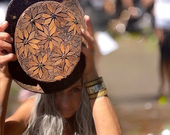 Burning man leather hat festival party hat