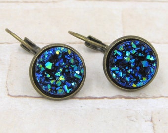 Black Druzy Earrings - Druzy Dangle Earrings