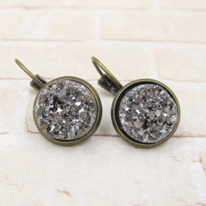 Gunmetal Druzy Earrings Druzy Dangle Earrings image 1