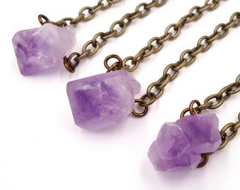 Rough Amethyst - Raw Crystal Necklace - Dainty Choker - Choker Layered - Boho Layered Choker - Hippie Jewelry Ideas - Gold Gemstone Choker