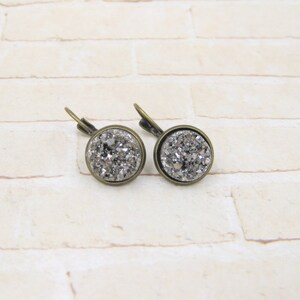 Gunmetal Druzy Earrings Druzy Dangle Earrings image 2