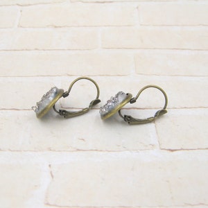 Gunmetal Druzy Earrings Druzy Dangle Earrings image 3