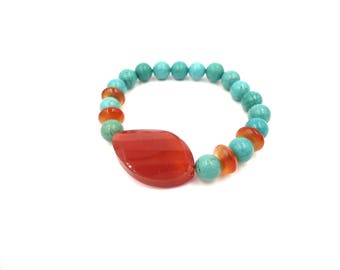 Healing Bracelet - Carnelian Jewelry - Blue Orange Jewelry - Carnelian Chakra - Adjustable Bracelet - Women Orange Bracelet - Carnelian Brac