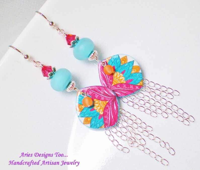 Upscale Paisley Polymer Clay Charm Earrings With Sterling Etsy