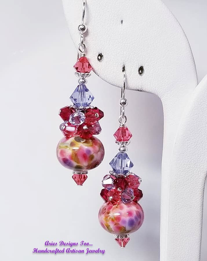 Coralruby topaz and Violet Abstract Lampwork Cluster - Etsy