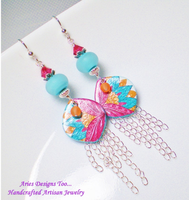 Upscale Paisley Polymer Clay Charm Earrings With Sterling Etsy