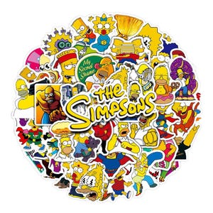 Funny Simpsons Stickers Pack – Cartoon Decals for Laptop, Skateboard, Motorcycle, Kids, DIY, Cute Anime Style Comedy Art