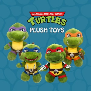 TMNT Ninja Turtles Plush Toys – 25cm Leo, Raph, Mikey, Donnie | Stuffed Dolls for Kids Gift & Room Decor