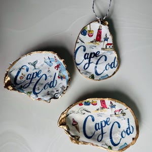 Cape Cod Keepsakes – Handcrafted Oyster Shell Jewelry Dishes & Ornaments | Cape Cod Gift | Coastal Decor | Gold or Silver Edges