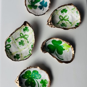 Shamrock Oyster Shell Ring Dish: Irish St. Patrick's Day Decor