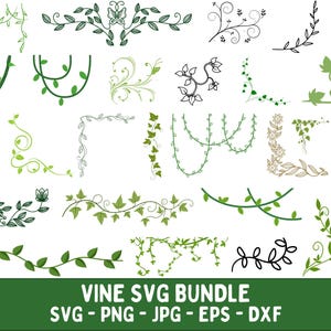 Vine Silhouette SVG: Leaf Vines Vector Graphics (PNG, DXF)
