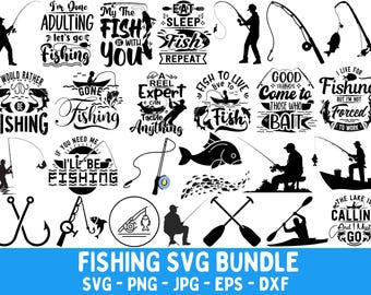 Fishing SVG Bundle, Fishing Cut File Cricut, Fishing Decal, Fishing Rod Svg, Fisherman Svg, Bass Fishing SVG, Fishing Quotes bundle SVG File