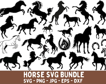 Pferde-Svg-Bundle, Pferdesilhouette, Hufeisen-Svg, Pferdekopf-Svg, Pferdeliebhaber-Svg, Pferdeschnitt-Dateien für Cricut, Pferdeherz-Svg, Tier-Svg
