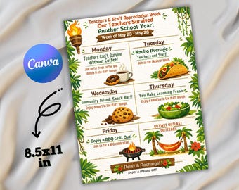 Editable Teacher Appreciation Week Schedule Poster (Digital Download)