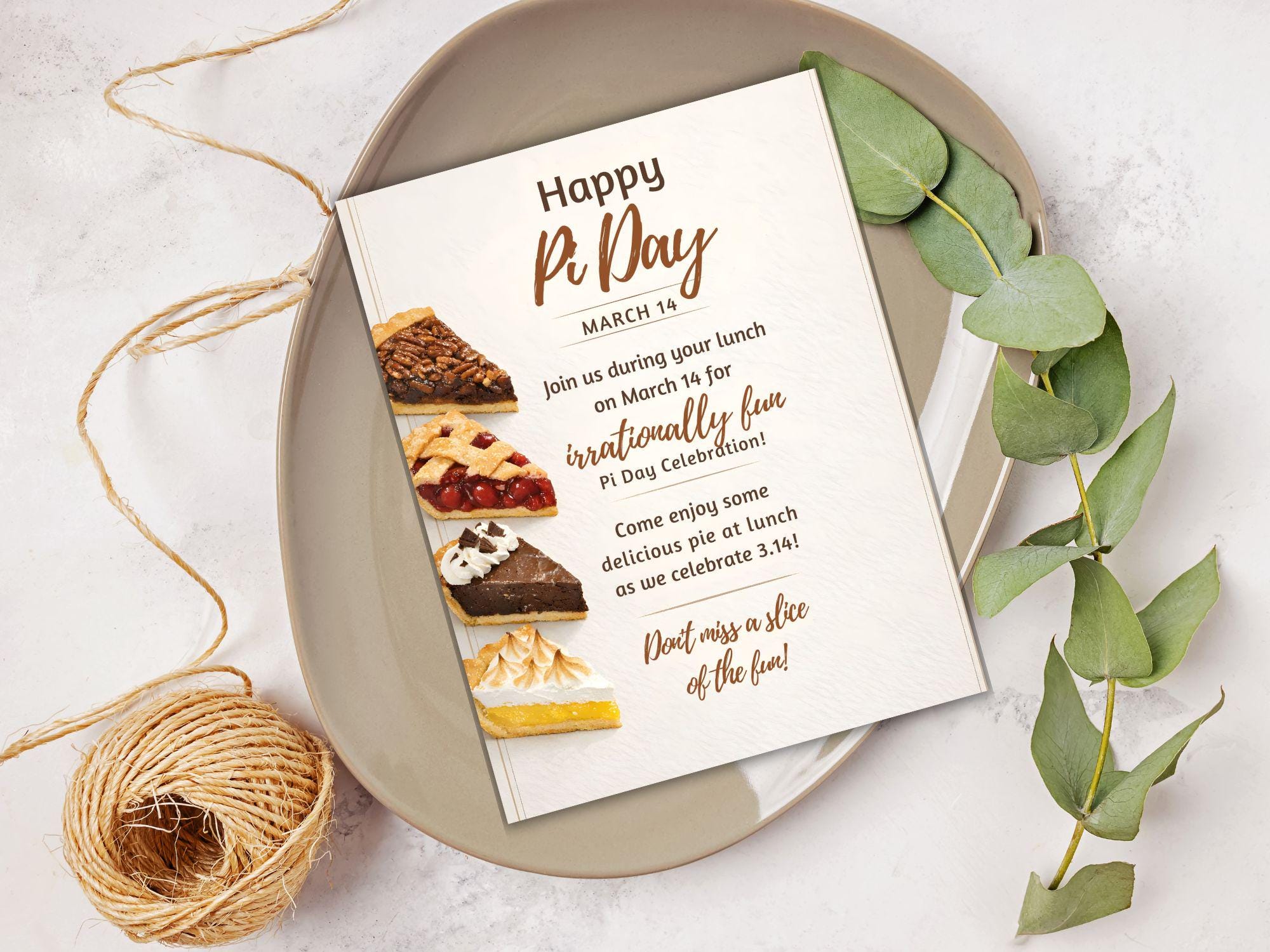 Pi Day Flyer & Pie Labels Canva Template | March 14 Celebration ...