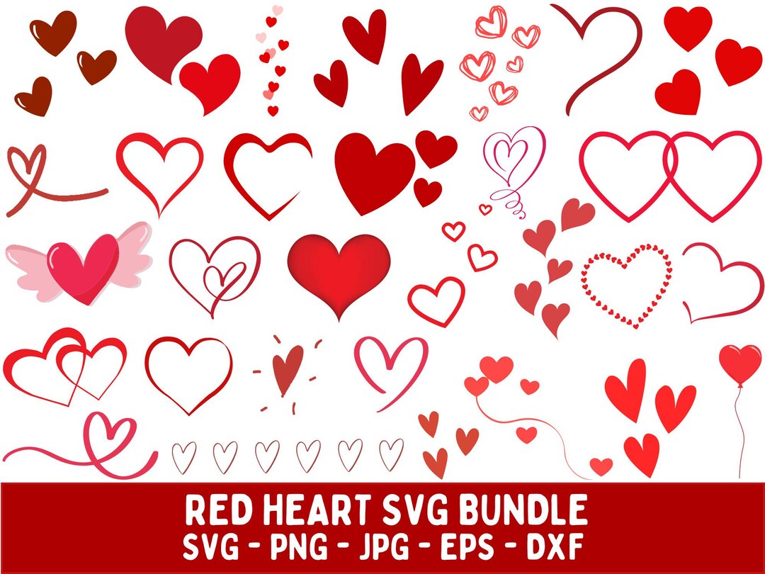 Red Heart SVG Bundle – Valentine's Day Clip Art (commercial Use) - Etsy