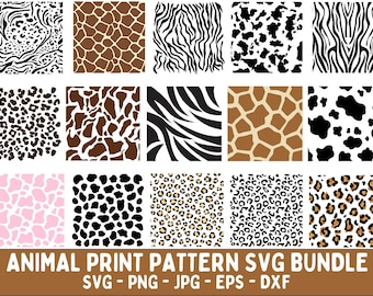 Paquete SVG de estampado animal, paquete PNG de estampado animal, clipart de estampado animal, SVG de estampado de leopardo, SVG de estampado de guepardo, SVG de estampado de tigre, SVG de estampado de vaca