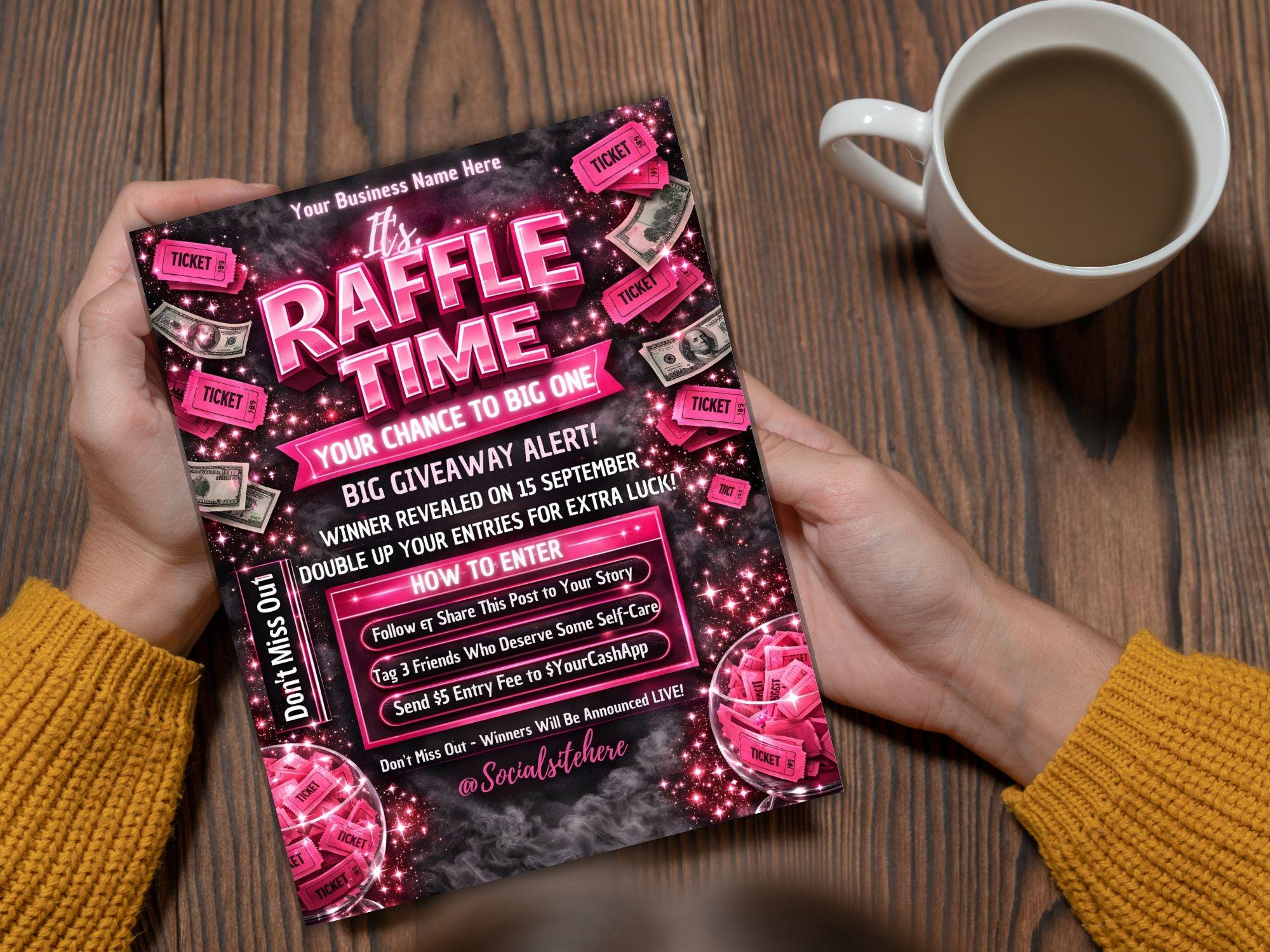 Unique Spa Raffle Beauty Salon Raffle Flyer Template | DIY Business Event Promotion ...