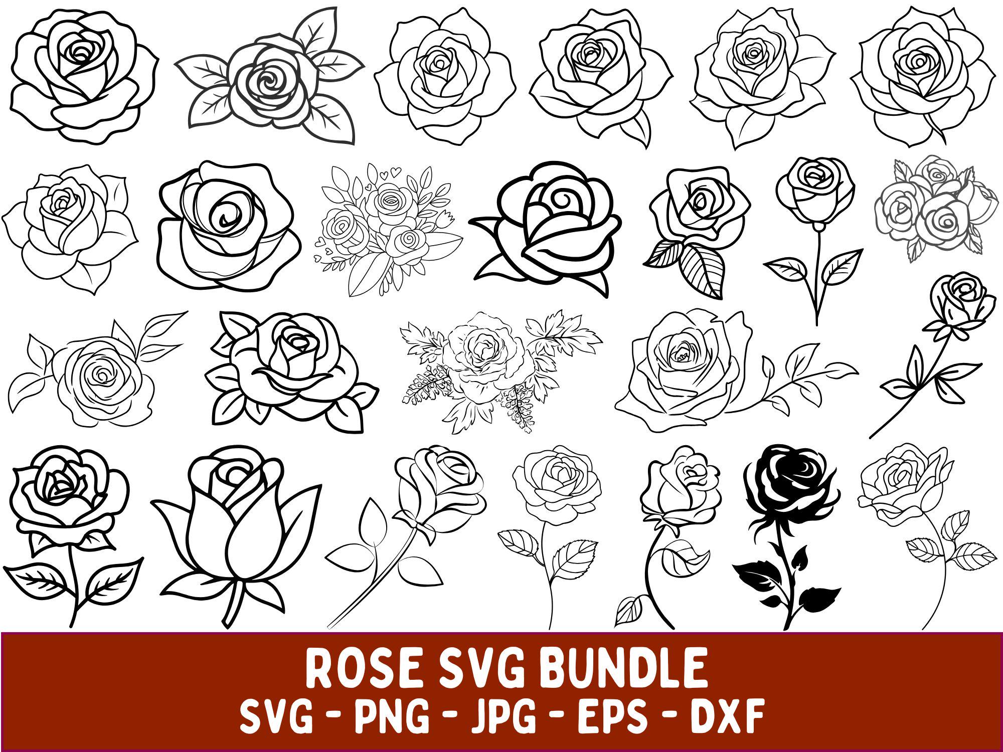 Rose SVG Clipart Bundle: Flowers Cut Files for Cricut (digital Download ...