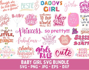 Baby Girl SVG Bundle, Retro Newborn Quotes (Digital Files)