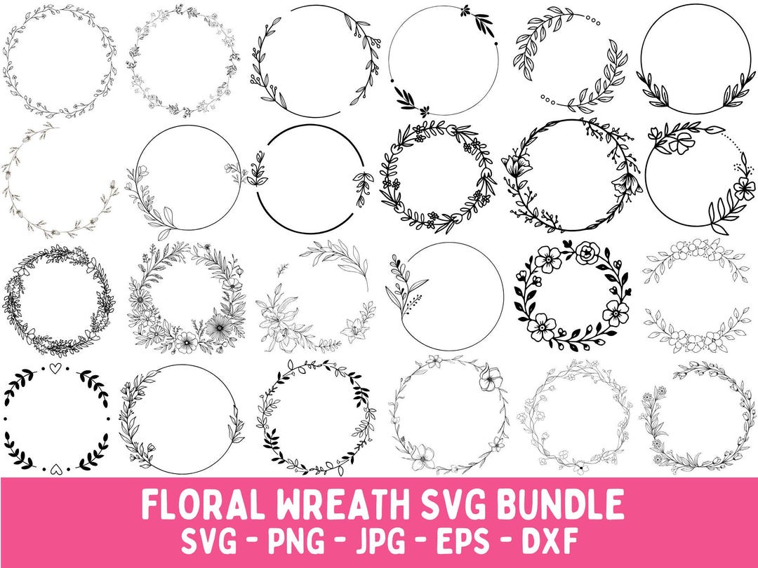 Floral Wreath SVG Bundle: Wedding Circle Frame (digital Download) - Etsy