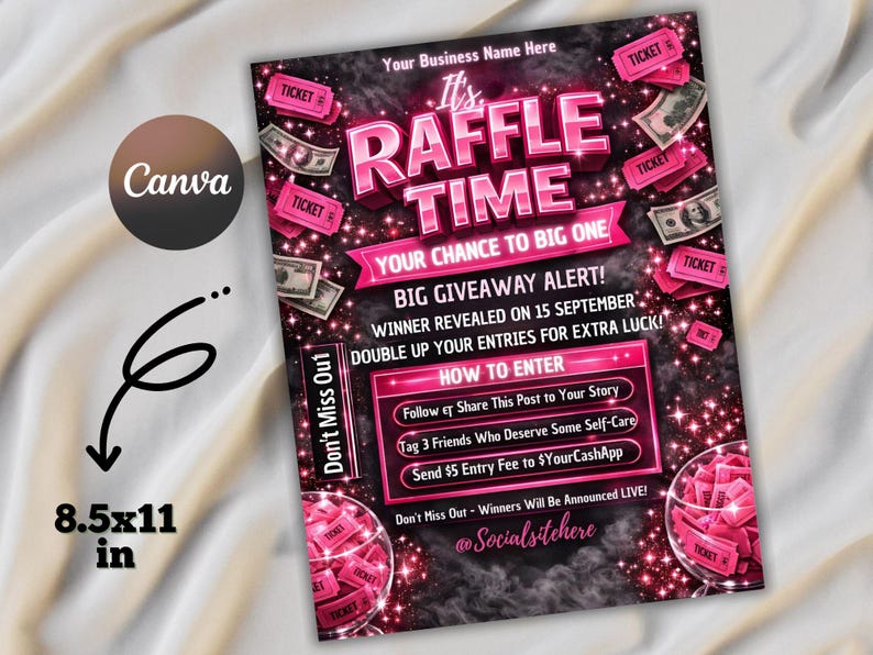 Weekly Raffle Promotion Beauty Salon Raffle Flyer Template | DIY Business Event Promotion ...