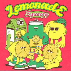 Lemonade Squeezy: Zabawa i świeżość!" W stylu kreskówkowym