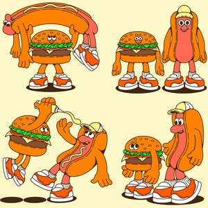 ハンバーガーとホットドッグをテーマにしたデザインパッケージ