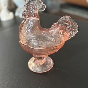 Vintage Pink Westmoreland Rooster on Nest Candy Dish