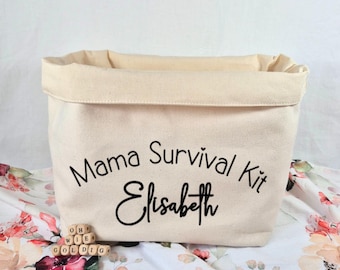 Geschenkkorb "Mama Survival Kit" personalisiert | Geschenk zur Geburt | Wochenbett Geschenk | Geschenk Freundin Geburt
