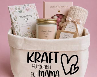 Kraftkörbchen personalisiert | Geschenkkorb personalisiert | Geschenk zur Geburt | Wochenbett Geschenk | Geschenk Freundin Geburt