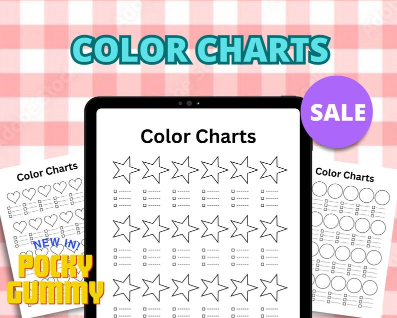 Printable Color Graph Chart Shapes Color Swatch Chart - Blank Color Chart Printable Set, 4 ...