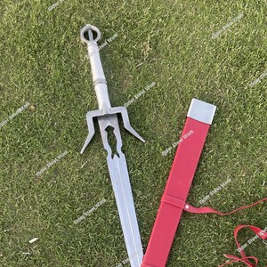Witcher Ciri Inspired Display Replica | Handmade Silver Steel Collectible | Red Scabbard | Fantasy Wall Decor