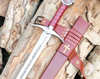 Knight Templar Accolade Sword Handmade | Medieval Crusader Sword | Historical Collectible | Father’s Day Gift