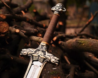Handmade Conan Atlantean Sword: Carbon Steel Replica Prop With Leather Sheath
