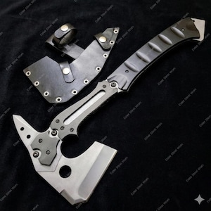 Leon Kennedy-inspirerad yxa-replika | Resident Evil Requiem Axe Full Tang Gaming Axe samlarobjekt Axe With Sheath