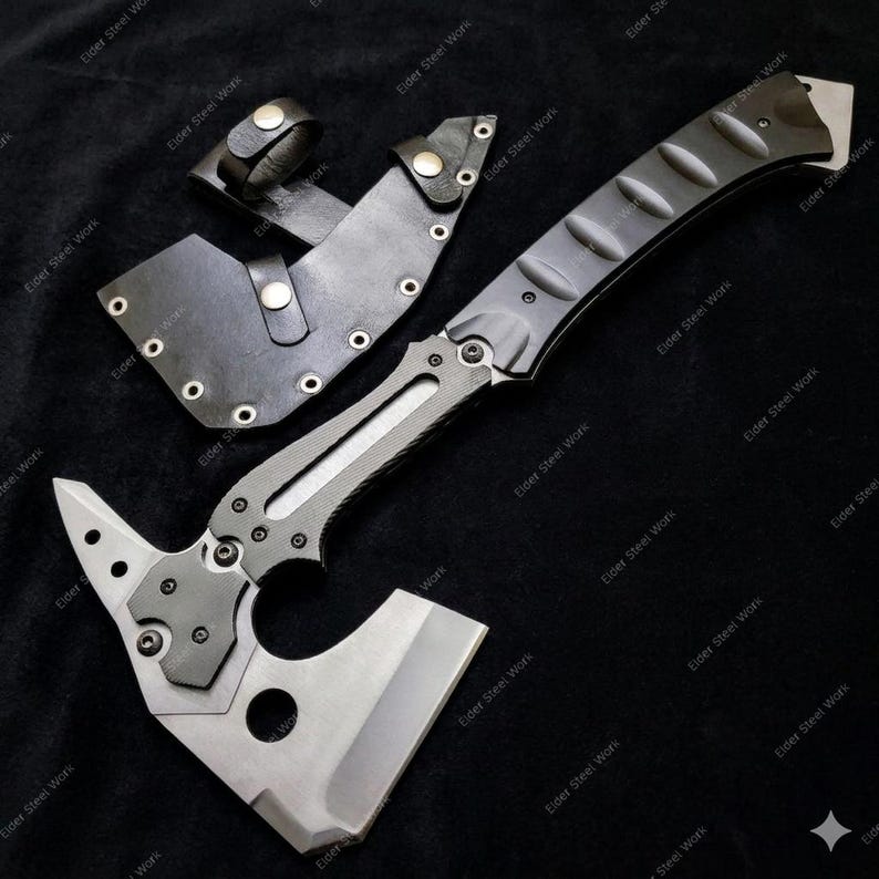 Leon Kennedy-inspirerad yxa-replika | Resident Evil Requiem Axe Full Tang Gaming Axe samlarobjekt Axe With Sheath