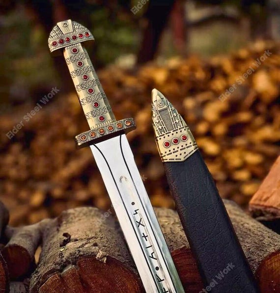 Personalized Ragnar Viking Sword Replica  Handmade Norse Sword with Scabbard, Gift for Him, Groomsmen Gift, LARP Cosplay Display Sword