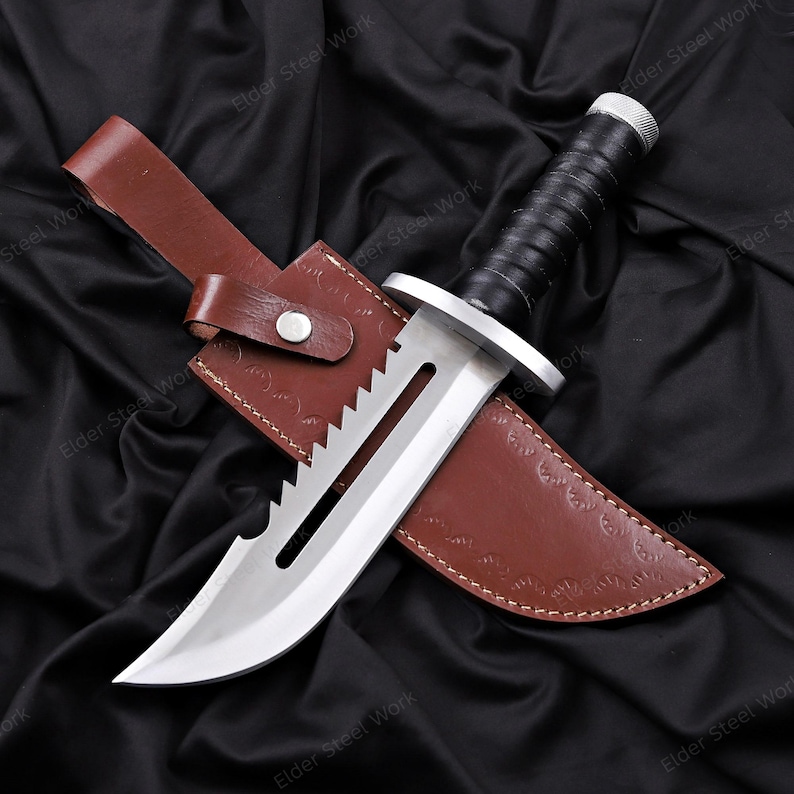Artisan steel knife replica on forest background for collectors
