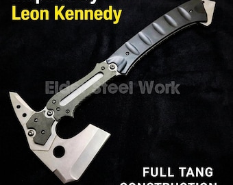 Leon Kennedy-inspirerad yxa-replika | Resident Evil Requiem Axe Full Tang Gaming Axe samlarobjekt