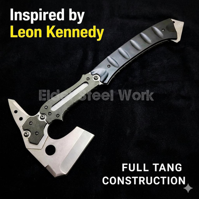 Leon Kennedy-inspirerad yxa-replika | Resident Evil Requiem Axe Full Tang Gaming Axe samlarobjekt bild 1