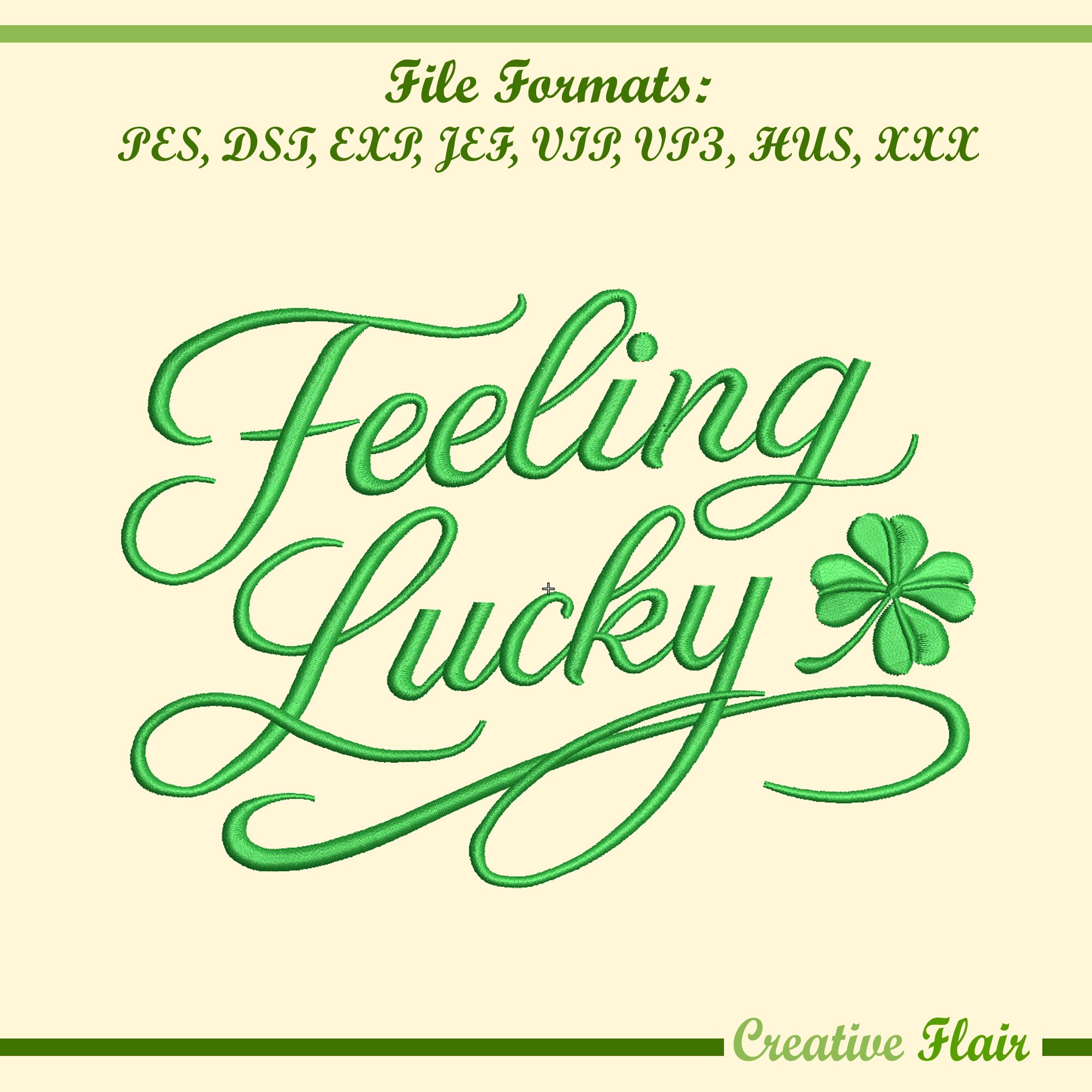Lady Luck In Cursive Feeling Lucky Cursive Font Left Chest, Hat Logo, and Center Chest ...