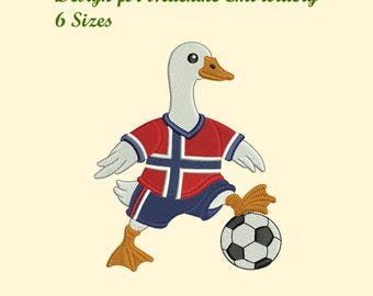 Norwegian Goose Embroidery Design, Norway Football Season for Machine Embroidery, 6 SIZES