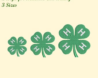 Clover H, 4H Clover Embroidery Design for Machine Embroidery, 3 SIZES