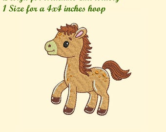 Baby Horse Embroidery Design for Machine Embroidery for 4x4 inches Hoop