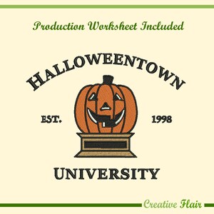 Halloween Town University  Embroidery Design for Machine Embroidery, 1 Size for a 5x7 inches hoop